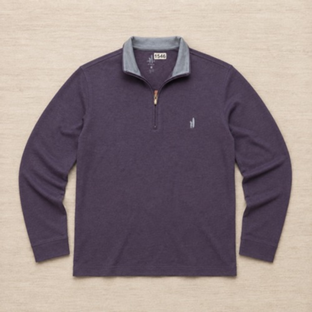 johnnie O Mens XL Blue Quarter Zip Mock Neck Cotton Knit Pullover Sweater - Picture 11 of 11